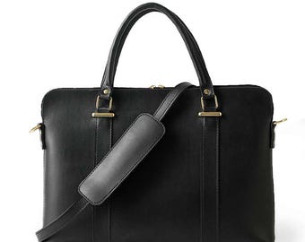 Women's Slik Laptop Faux Leather Bag Black | Sleek Professional Laptop Sleeve Bag | Stylish Work, Office & Travel Computer Bag
