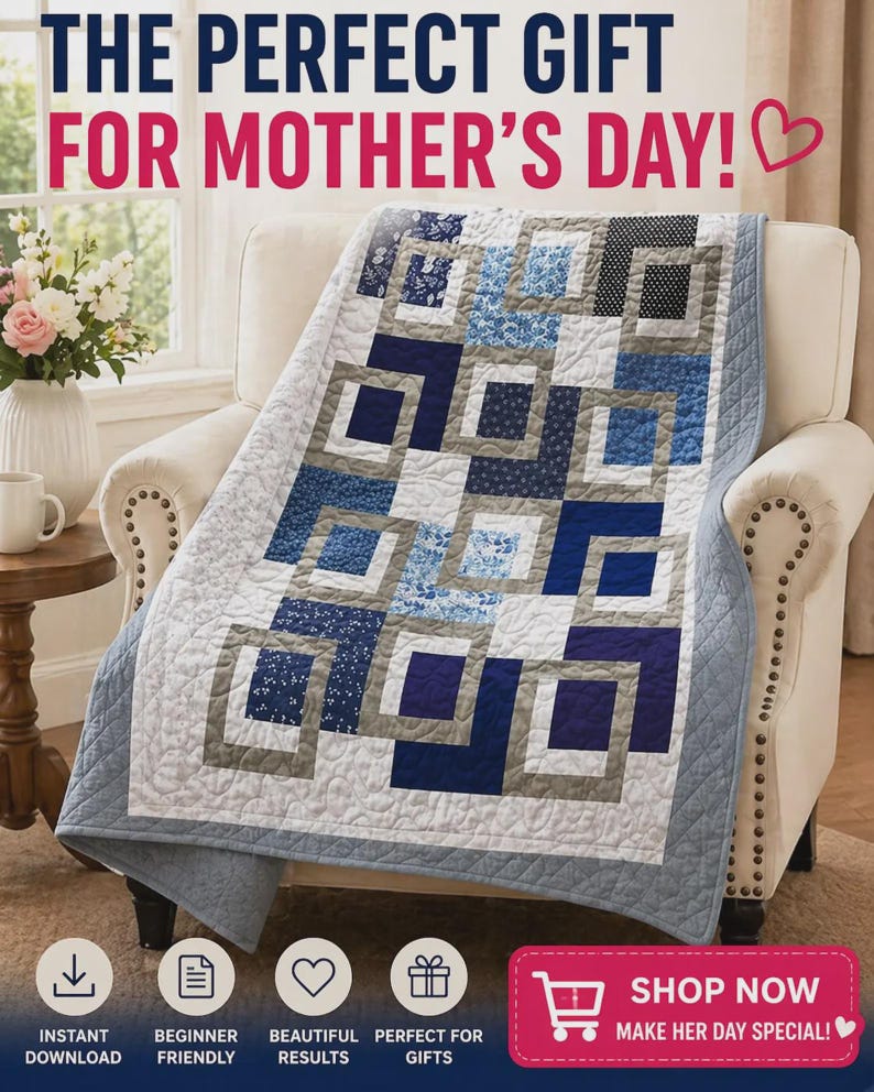 Floating Windows Quilt Pattern PDF, Modern Geometric Throw Quilt ...
