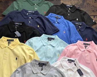 Polo de algodón para hombre / Manga corta de color liso