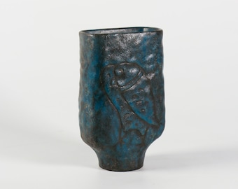 Marcello Fantoni vase 1960s Italian pottery midcentury modern art pottery Etruscan sgraffito bird decor