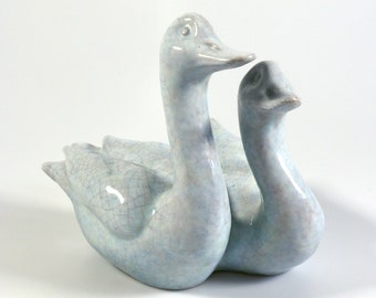 Marcello Fantoni crackle glaze birds 1940s Italian pottery ducks antique minimalist decor