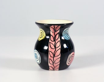 Schramberg Majolika miniature vase, 1950s West German pottery vase, Fat Lava Eames era midcentury modern home decor