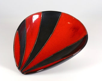 Vintage Van Daalen red bowl West German pottery 1960s Fat Lava midcentury modern catch all centrepiece table desk decor