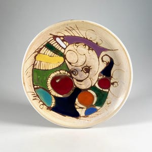 Marie Christine Treinen plate 1960s Vallauris French studio pottery Miro Picasso Capron Cerenne
