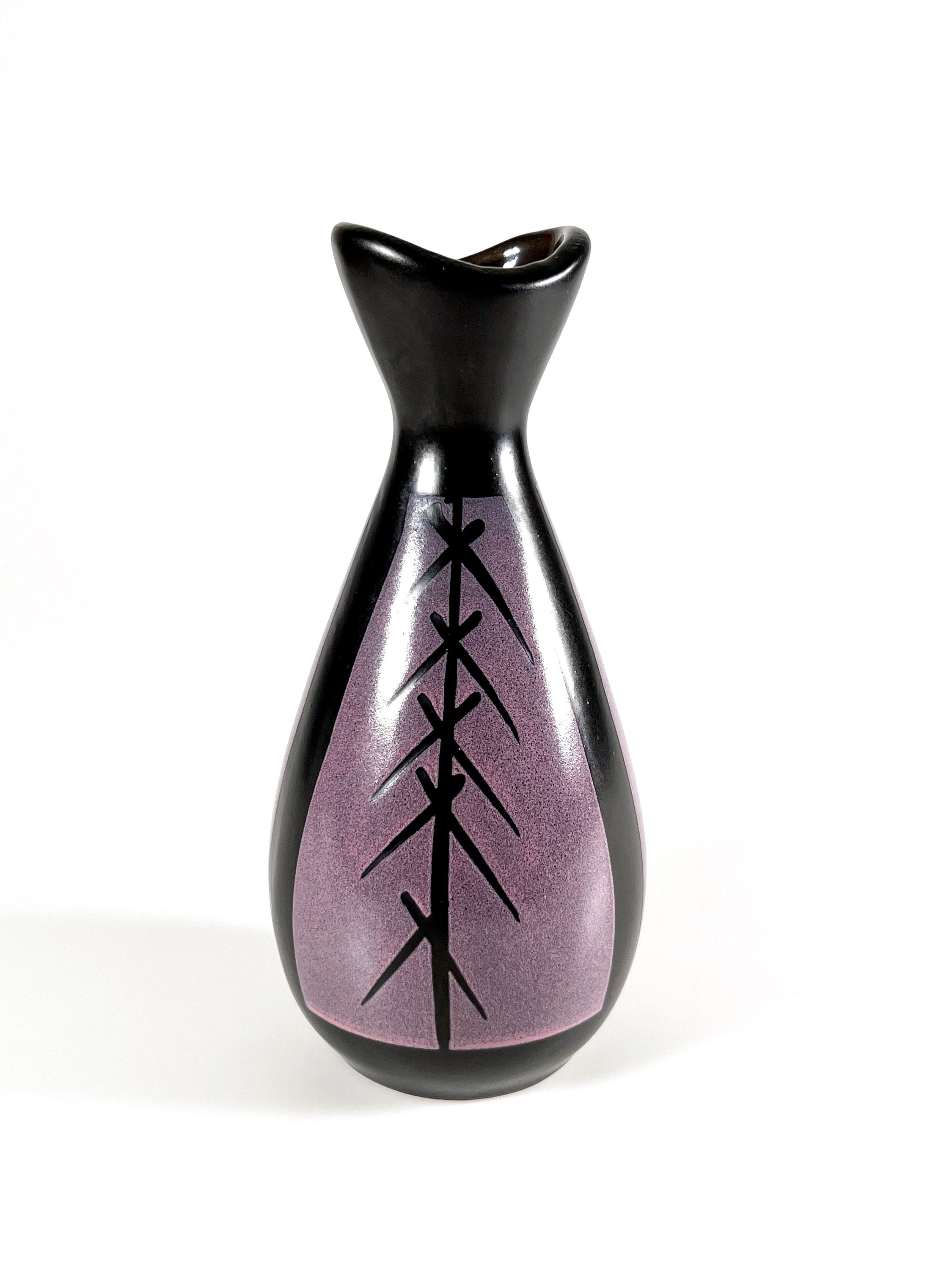 ヴィンテージVEB Strehla Keramik花瓶 1950年代 東ドイツ陶器 Fat Lava