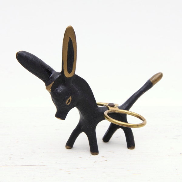 Vintage Walter Bosse Donkey, Messing Figur, Cruet Halter, Baller, Österreich, 60er Jahre, Mitte Jahrhundert modernistischen, Vienna Bronze, Tier Figur