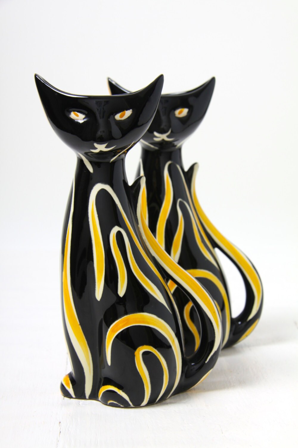Pair of cat vases Zell Schmider Tigris West German Pottery Etsy