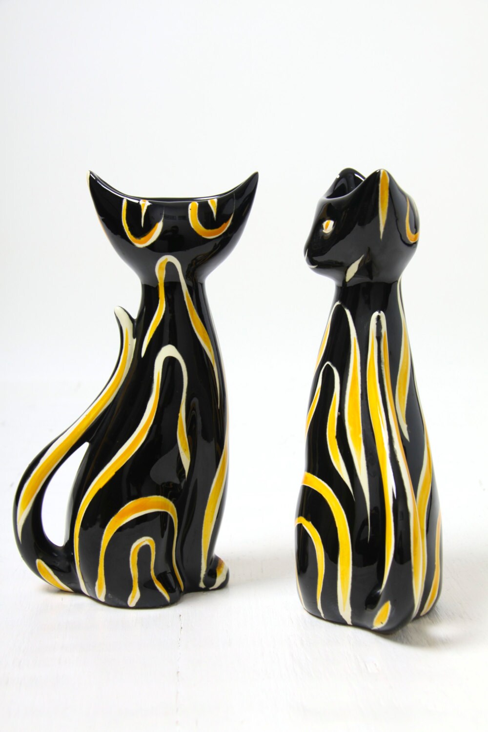 Pair of cat vases Zell Schmider Tigris West German Pottery Etsy