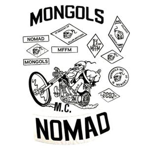 Mongols MC Nomad Back Patch Biker Vest Rocker Patch Embroidered Motorcycle Club Jacket Badge Iron On Sew Patch MC Style Biker Patch