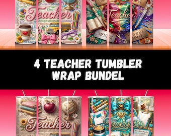 Inflated Teacher Life Tumbler Wrap PNG, 20oz Teacher Sublimation Design, Floral Apple Teacher Appreciation PNG, Back To School Wrap