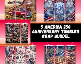 USA 250th Anniversary Tumbler Wrap PNG, Rustic Patriotic Red Truck & Sunflowers, 4th of July 20oz Sublimation Design Digital Download