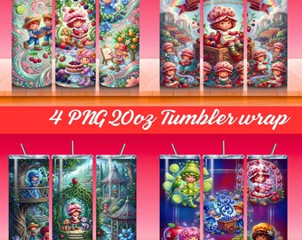 Fruit Cute Friends Skinny Tumbler 20oz Wrap PNG 300 DPI – Sublimation Design Digital Download