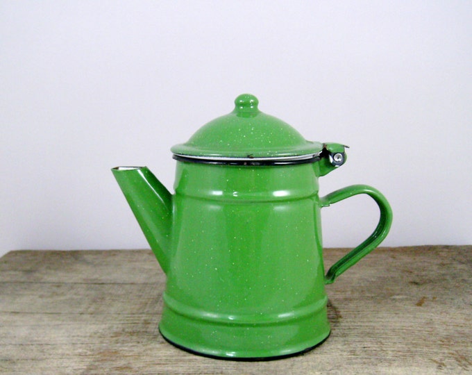 Vintage French Enamelware Coffee Pot Green Coffee Pot Etsy