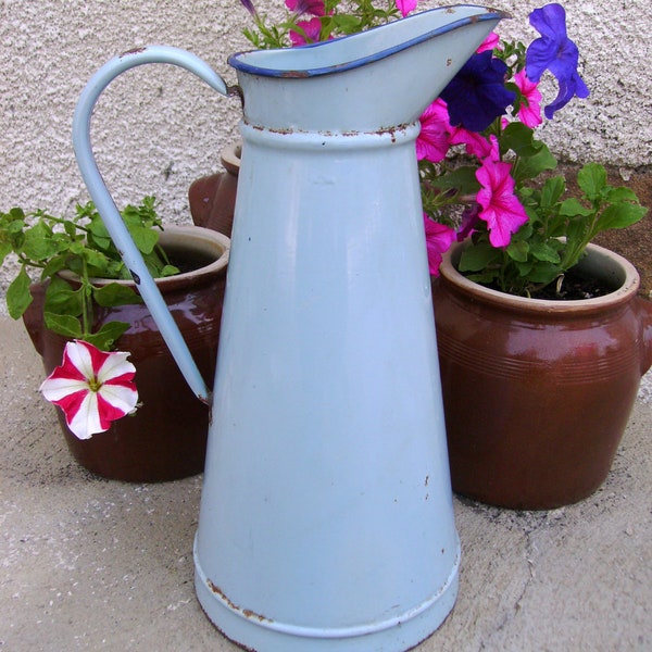 Vintage French enamelware pitcher