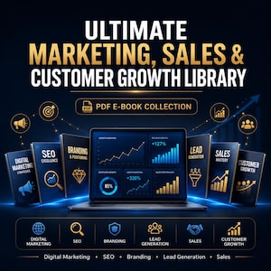 Marketing & Sales E-Book Bundle | Digital Marketing, SEO, Content, Branding, Lead Generation,Selling Skills