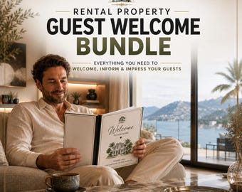 Rental Property Guest Welcome Bundle, Short Term Rental Welcome Book, Guest Information Binder, House Rules & Check-In Guide