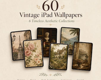 60 vintage iPad-bakgrunder | Cottagecore, Dark Academia, blommiga, parisiska och kustnära surfplattebakgrunder