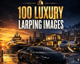 100 lyxiga AI-bilder av LARPing | Miljardärslivsstil, superbilar, jetplan, yachter (digital nedladdning)