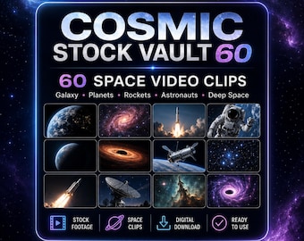 60 rymdvideoklippspaket | Arkivfilmer från galaxer, planeter, raketer, astronauter och rymden