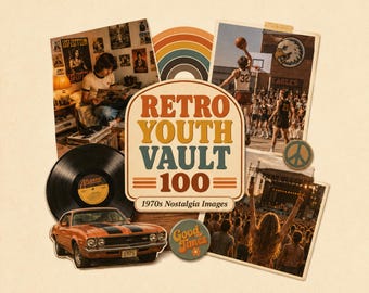 100 nostalgibilder inspirerade av 1970-talet | Digital konstsamling med retro- och amerikansk livsstil