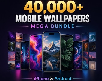40,000+ Mobile Wallpaper Bundle | Aesthetic Phone Backgrounds for iPhone & Android | Digital Download