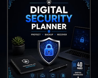 Digital Security & Account Recovery Planner for Creators, 40-Page Cybersecurity Checklist PDF