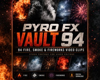 94 Eld, Rök & Fyrverkerier Videoklipp Paket | Pyro FX Stock Footage, Steam, Atmosfär, VFX-klipp