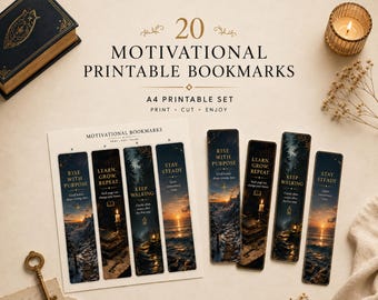 20 Motivational Printable Bookmarks – A4
