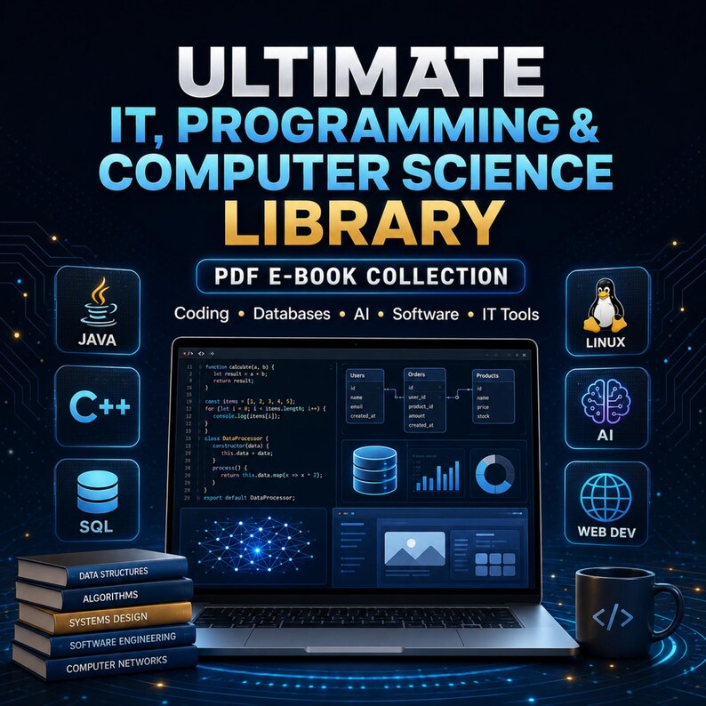 IT & Programming E-Book Bundle | Computer Science, Java, C++, Sql, AI, Linux, Software PDF Library image 1