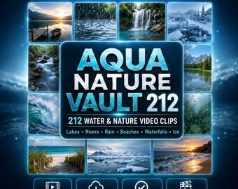 212 Vatten- och Naturvideoklippspaket | Sjöar, Floder, Regn, Stränder, Vattenfall, Is-arkiv