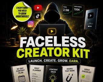Faceless Creator Starter Kit | Stock Photos, Videos, AI Prompts, Content Planner, YouTube Templates (Digital Download)