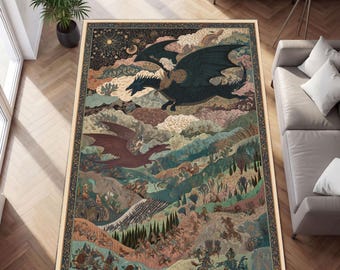 Tapis amoureux des livres pour des espaces de lecture immersifs, tapis royaume fantastique, décoration de paysage magique pour la maison