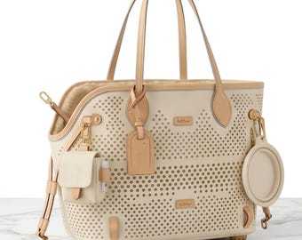 Bolso transportador de cuero personalizado para perros / Bolso de mano personalizado para mascotas / Regalo para el Día del Padre