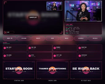 Retro VHS Animated Stream Overlay Pack - Glitch TV Twitch Alerts, Screens & Webcam Frame