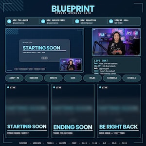 City Builder Twitch Overlay Pack - Sim Animated Stream Alerts, Blueprint Webcam & Screens for OBS, Strategy Gaming