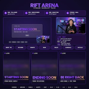 Pacchetto di overlay MOBA per Twitch - Avvisi animati per streaming eSport, webcam e schermi per arena per OBS, gaming competitivo