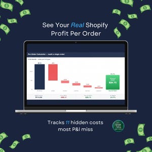 Shopify Profit Calculator Spreadsheet | True Net Margin Tracker for Ecommerce DTC Stores | Google Sheets + Excel | Per Order P&L Template
