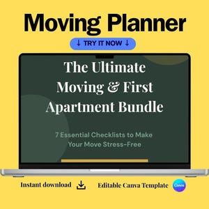 First Apartment Essentials Checklist, Moving Out of Parents, Printable Canva