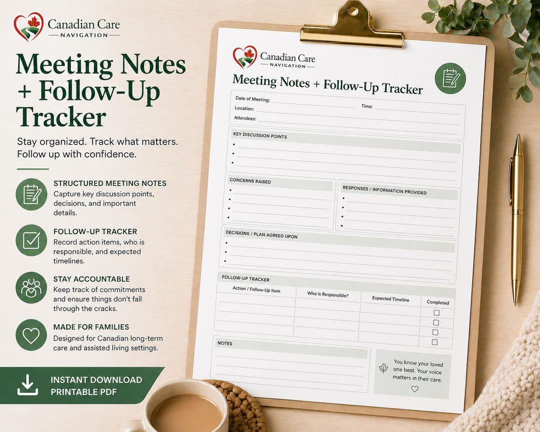 Conference File Tracker Care Conference Meeting Notes and Follow-up Tracker - Etsy Canada