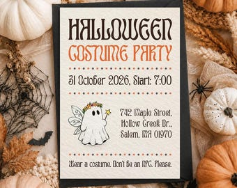 Leuke uitnodigingssjabloon voor een Halloweenfeestje: griezelig kostuum, Gen Z-feest, feeën- en spooktrend 2020