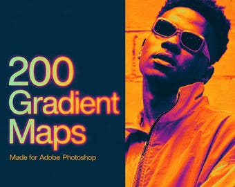 200 mapas de degradado para Photoshop / Corrección de color cinematográfica, sombría y retro (descarga digital)