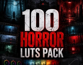 Paquete de 100 LUTs de terror / Preajustes de corrección de color cinematográficos / Paquete de LUTs con aspecto de película para Premiere Pro, DaVinci Resolve y Final Cut Pro