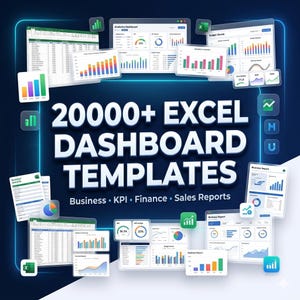 20000+ Excel Dashboard Templates Bundle | KPI, Finance, Sales & Project Tracker Spreadsheets | Instant Download