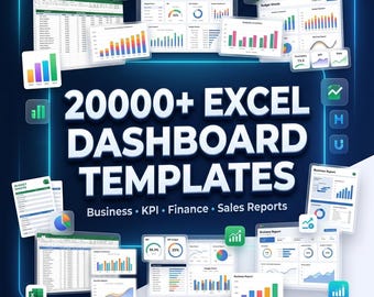 20000+ Excel Dashboard Templates Bundle | KPI, Finance, Sales & Project Tracker Spreadsheets | Instant Download