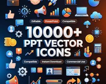 Paquete de más de 10 000 iconos vectoriales para presentaciones PPT / Elementos editables para infografías (descarga instantánea)