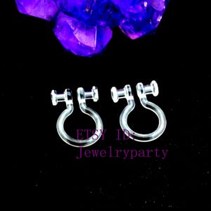 50pcs Invisible Clip-On Earring Converter, Double Hole Clip On Findings,Hypoallergenic Clip Earrings,Resin Earring Clip,no Pierced Earrings
