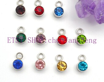 10pcs Swarovski Birthstone Charms 6mm, Swarovski Crystal Charm,Birthstone Gemstone,Swarovski Drops,Gold/Rose Gold/Silver Birthstone Pendants