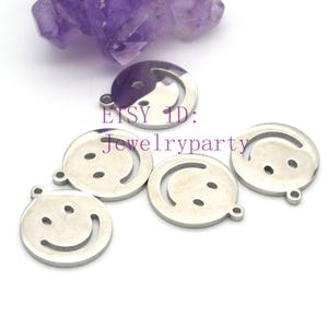 10pcs Smile Face Charm, Gold Smile Charm Pendant, 18K Gold plated Stainless Steel, Smile Round Disc, Happy Face Pendant, Smiley Symbol