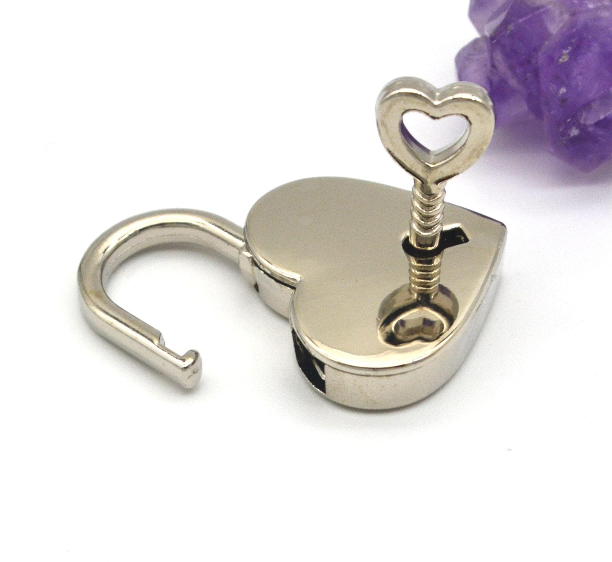 Heart Shaped padlock and Key Sets, Purse Bag Lock, Lock Can be open, Lovers gift, Mand and Wife Present, Silver Color Luggage Accessories