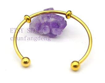 May include: A gold-colored bangle bracelet with a simple design. The bracelet has two small gold spheres at the ends and two decorative gold beads. The text "ETSY SHOP chunfangdeng" is visible on the left side of the bracelet.